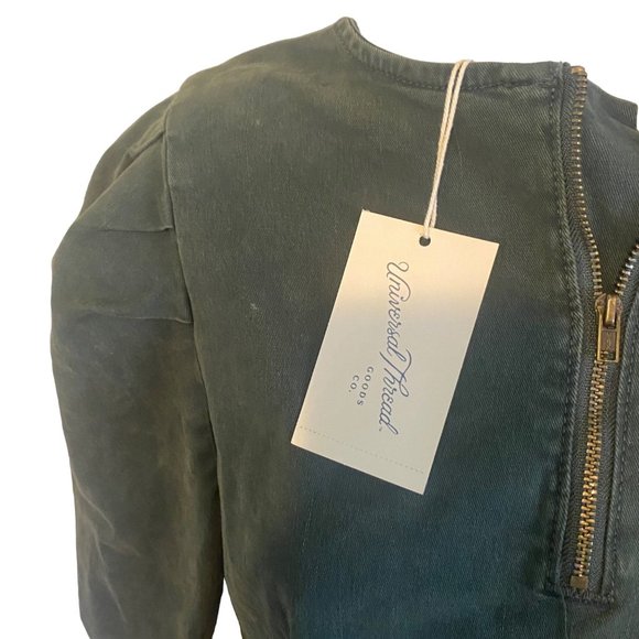 Universal Thread green 3/4 zip puff sleeve new with tags blouse size S - Picture 7 of 8